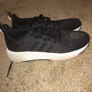 Gray, pink, tan and white adidas